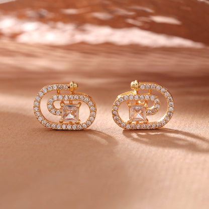 Opulent Sheen Gold Color American Diamond Chandbali Earrings For Grand Weddings