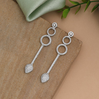 Pure Pearl White Color American Diamond Statement Earrings For Formal Gatherings