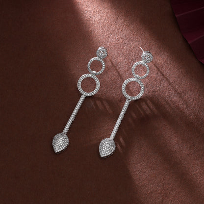 Pure Pearl White Color American Diamond Statement Earrings For Formal Gatherings
