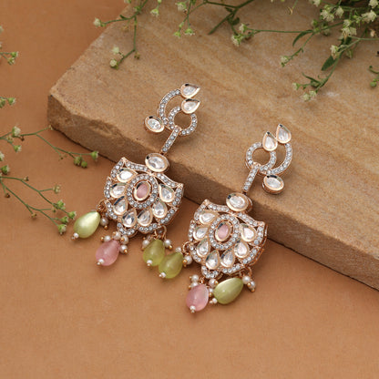 Glamorous Festive Multi Color American Diamond Earrings Designed For Special Events
