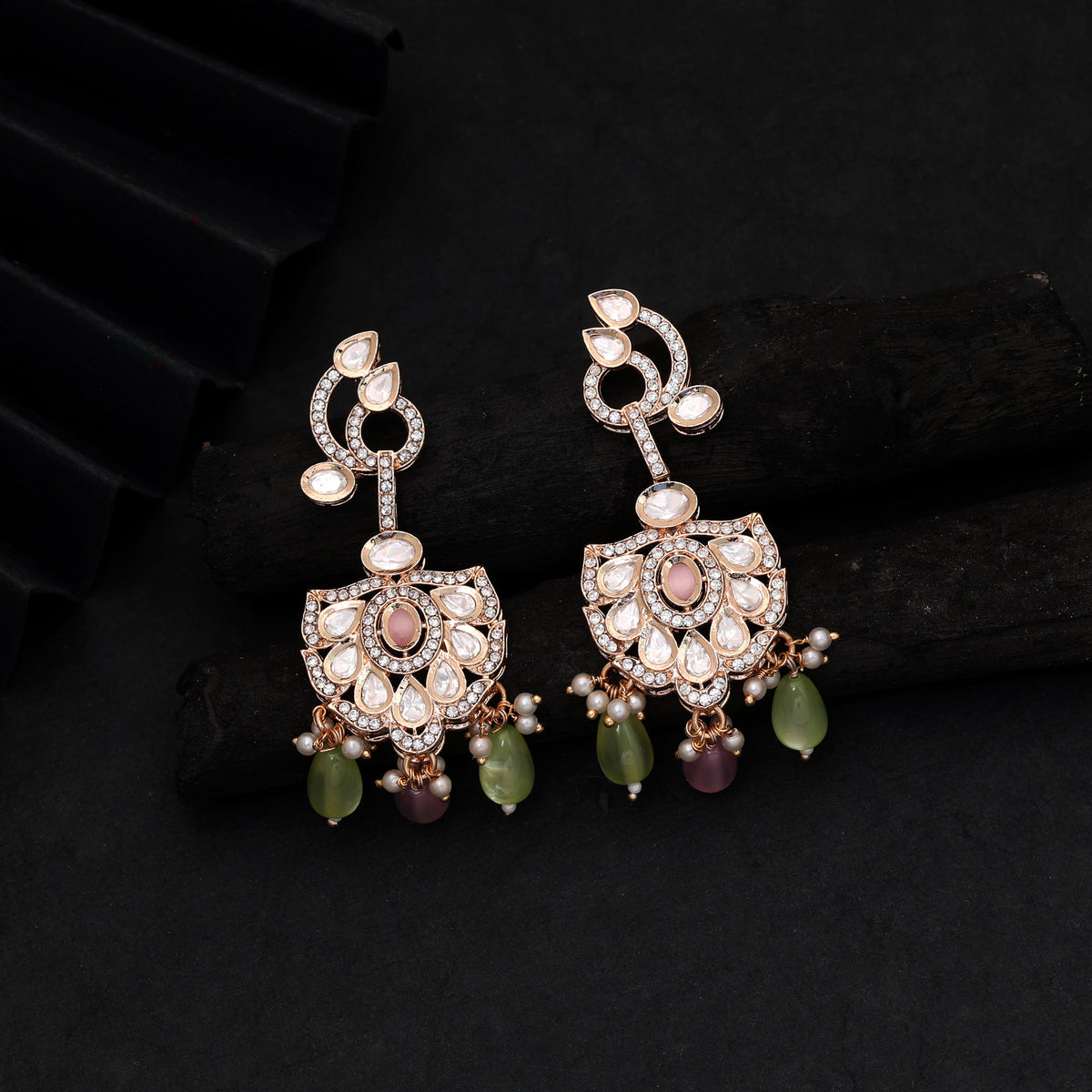Glamorous Festive Multi Color American Diamond Earrings Designed For Special Events