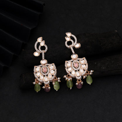 Glamorous Festive Multi Color American Diamond Earrings Designed For Special Events