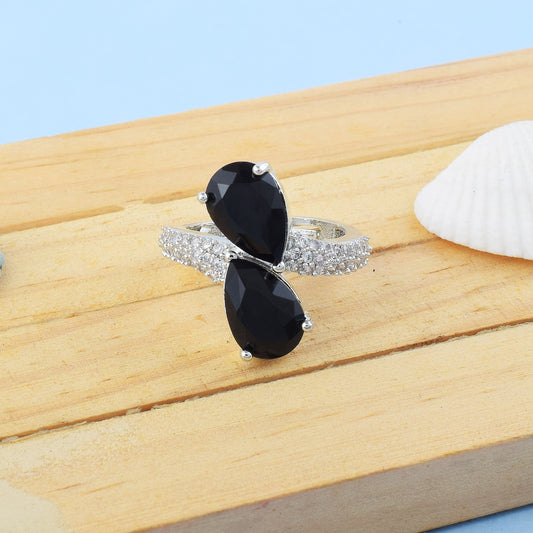 Elegant Black Color American Diamond Ring For All Special Occasions