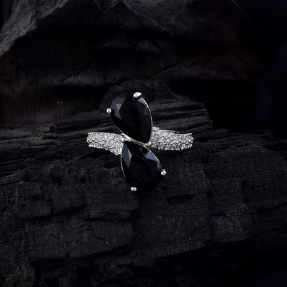 Elegant Black Color American Diamond Ring For All Special Occasions