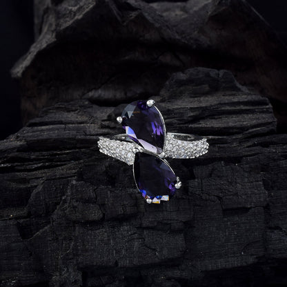 Stunning Purple Color American Diamond Ring With Bold Elegant Finish