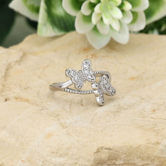 Elegant Silver Color Combo Of 12 Pieces Kids American Diamond Rings For Daily And Party Wear