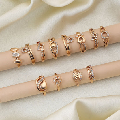 Classic Gold Color Combo Of 12 Pieces American Diamond Rings Perfect For Bridal And Festive Occasions