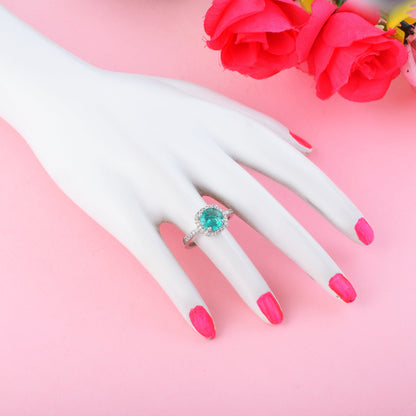 Wunderschöner amerikanischer Diamantring in Firozi-Farbe für aquamarin-inspiriertes Funkeln