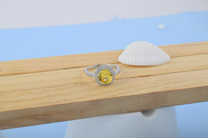 Dazzling Yellow Color American Diamond Ring With Cheerful Design Statement