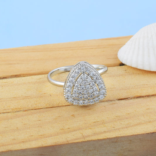 Modern Silver Color American Diamond Ring For Chic Everyday Fashion