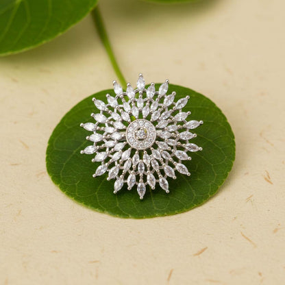 Reinweißer American Diamond Ring, gefertigt für gelassene Eleganz bei Hochzeiten und Festlichkeiten