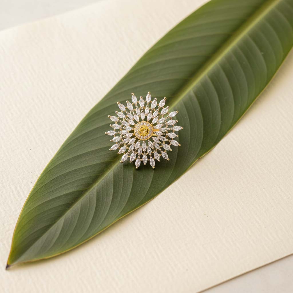 Atemberaubender weißer American-Diamond-Ring, entworfen, um anmutige und strahlende Ensembles zu ergänzen