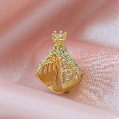 Gold Color American Diamond Ring Created For Luxurious Traditional And Contemporary Looks