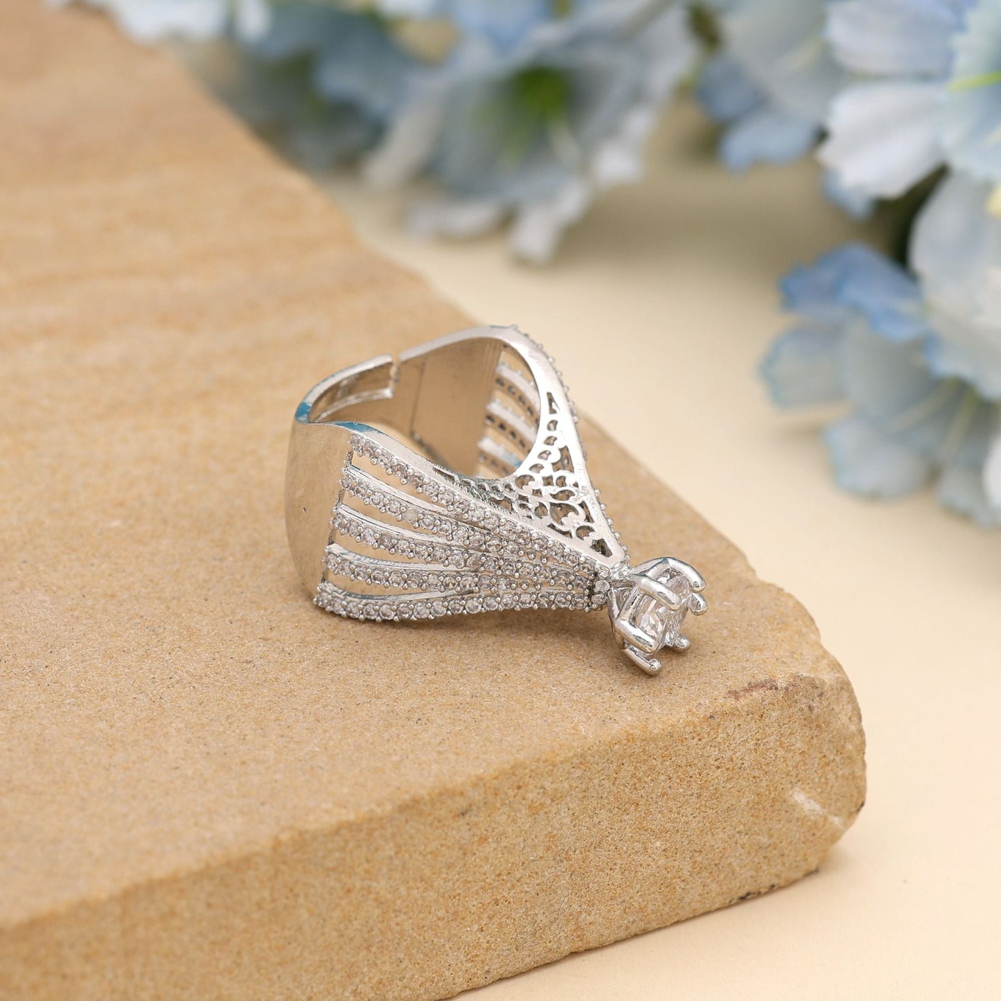 Silver Color American Diamond Ring Offering Timeless Shine For Versatile Daily Styling