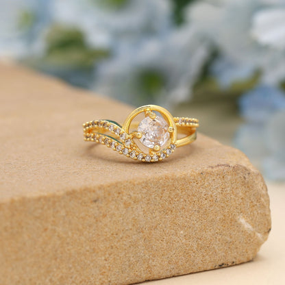 Gold Color American Diamond Ring Crafted For Weddings And Special Festive Occasions