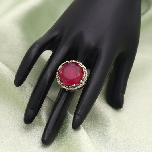 Rani Color American Diamond Ring Designed For Graceful Ethnic Styling