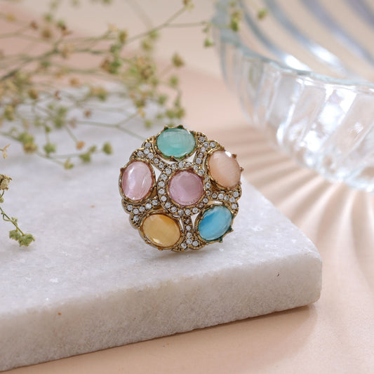 Mehrfarbiger amerikanischer Diamantring mit schönem, elegantem Modedesign