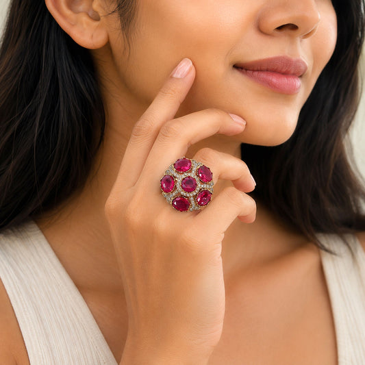 Rani Color American Diamond Ring Crafted for Elegant Designer Party Style
