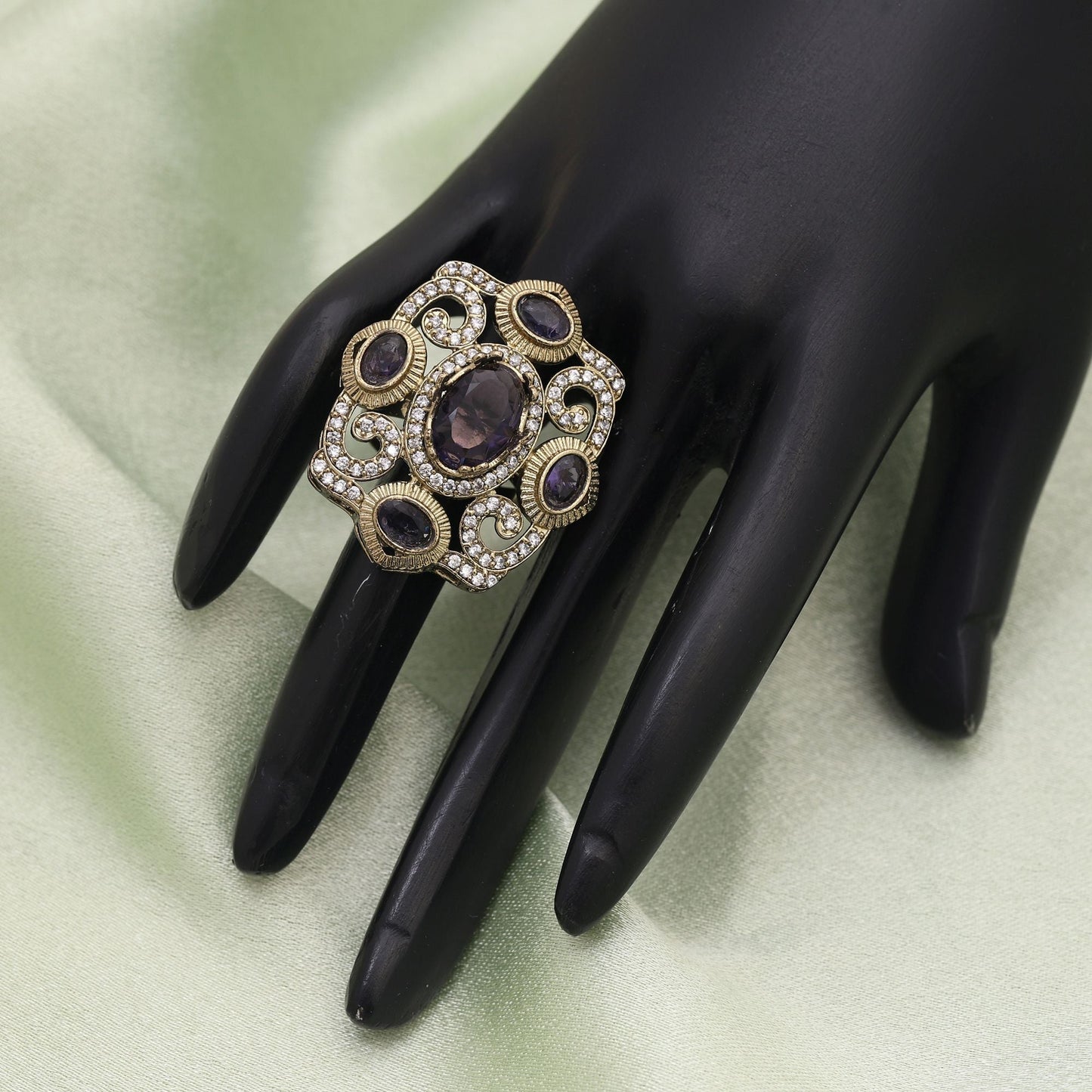 Purple Color American Diamond Ring Offering Royal Elegance And Modern Appeal