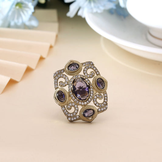 Purple Color American Diamond Ring Offering Royal Elegance And Modern Appeal