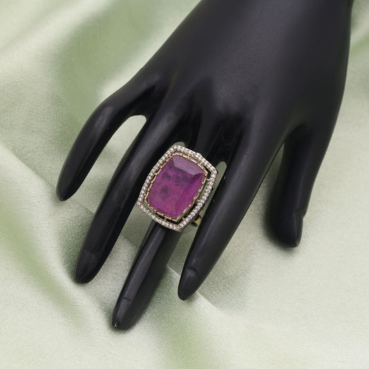 Purple Color American Diamond Ring Created For Bold Festive Jewellery Lovers