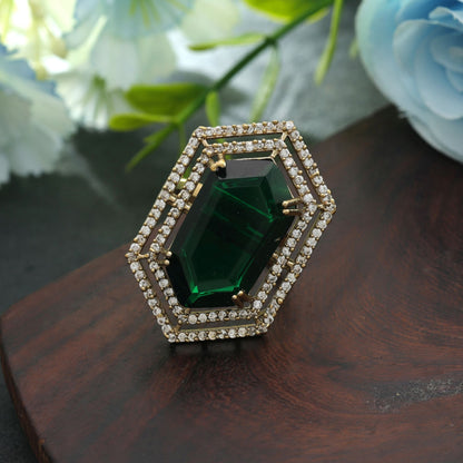 Green Color American Diamond Ring Elegant Stylish Daily Wear Jewelry Collection