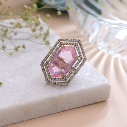Pink Color American Diamond Ring Featuring Elegant Designer Jewelry Appeal