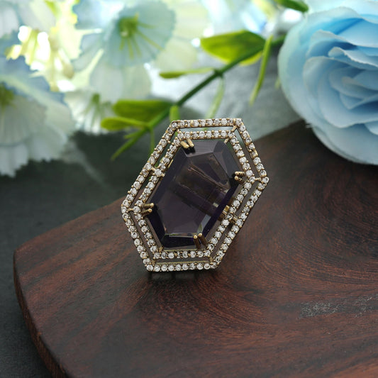Lila Amerikanischer Diamantring Trendige Elegante Modeschmuckkollektion