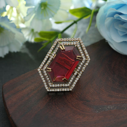 Roter American Diamond Ring, auffälliger Party-Schmuck
