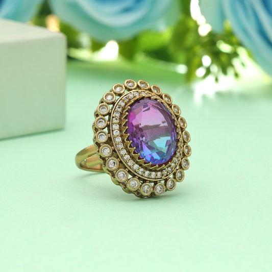 Lila-farbener amerikanischer Diamantring, elegante Party-Schmuckkollektion