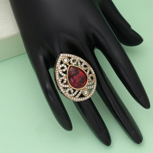Magenta Farbe Amerikanischer Diamantring, auffälliges Designer-Partyschmuck-Sortiment