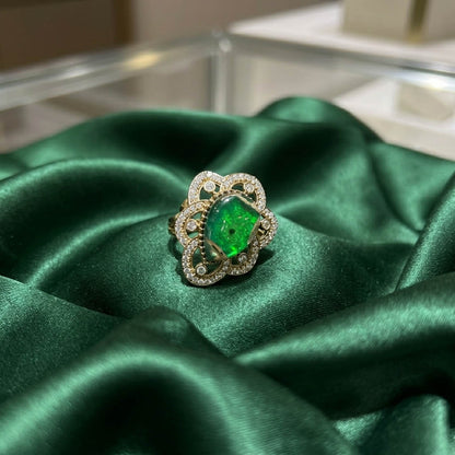 Green Color American Diamond Ring Minimal Classic Daily Wear Jewelry Design