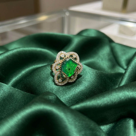 Grüner American Diamond Ring, minimalistisch, klassisch, für den täglichen Gebrauch