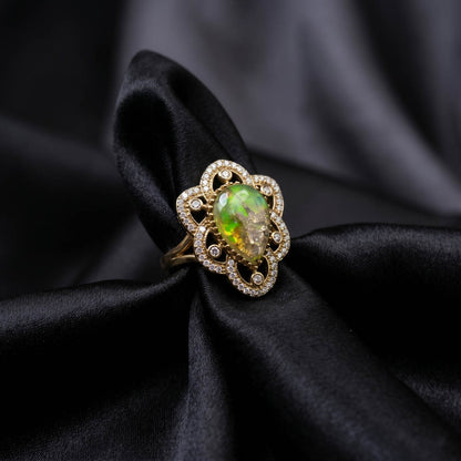Pistaziengrüner American Diamond Ring Elegante Frische Designer-Schmuckkollektion
