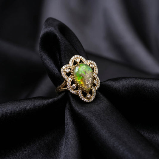 Pistaziengrüner American Diamond Ring Elegante Frische Designer-Schmuckkollektion