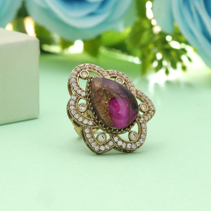 Rani Color American Diamond Ring Royal Bridal Statement Jewelry Collection Design