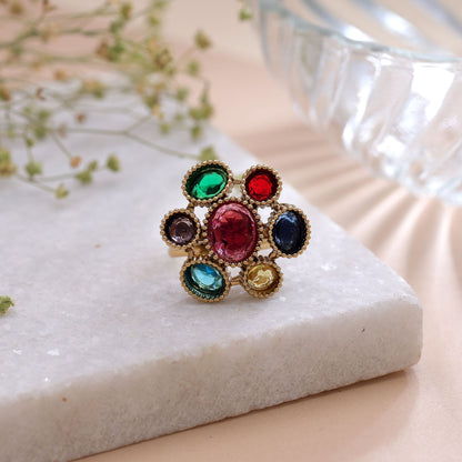 Multi Color American Diamond Ring with Premium Elegant Fashion Jewelry Style