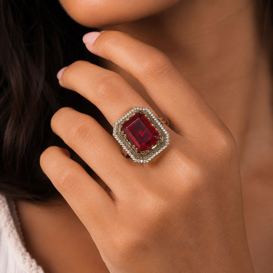 Pink Color American Diamond Ring Crafted with Beautiful Crystal Designer Finish