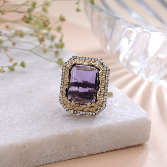 Purple Color American Diamond Ring Featuring Royal Sparkling Fashion Appeal