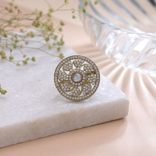 White Color American Diamond Ring Featuring Elegant Bridal Crystal Style