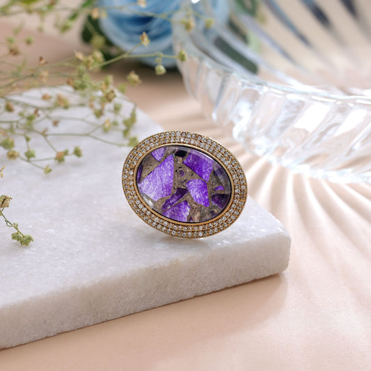 Purple Color American Diamond Ring Crafted for Premium Designer Jewelry Style