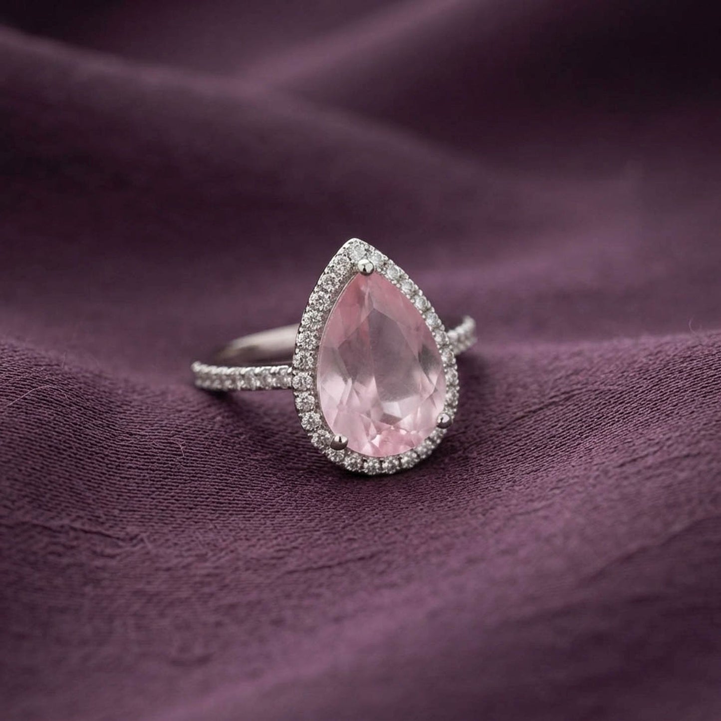 Light Pink Color American Diamond Ring Beautiful Designer Style