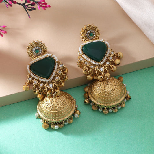Classic Green Color Amrapali Earrings Perfect For Festive And Ethnic Occasions