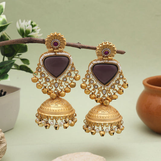 Elegant Purple Color Amrapali Earrings For Ethnic And Festive Outfits