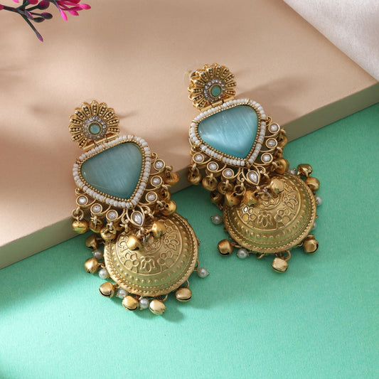 Radiant Rama Green Color Amrapali Earrings Perfect For Classic Indian Look