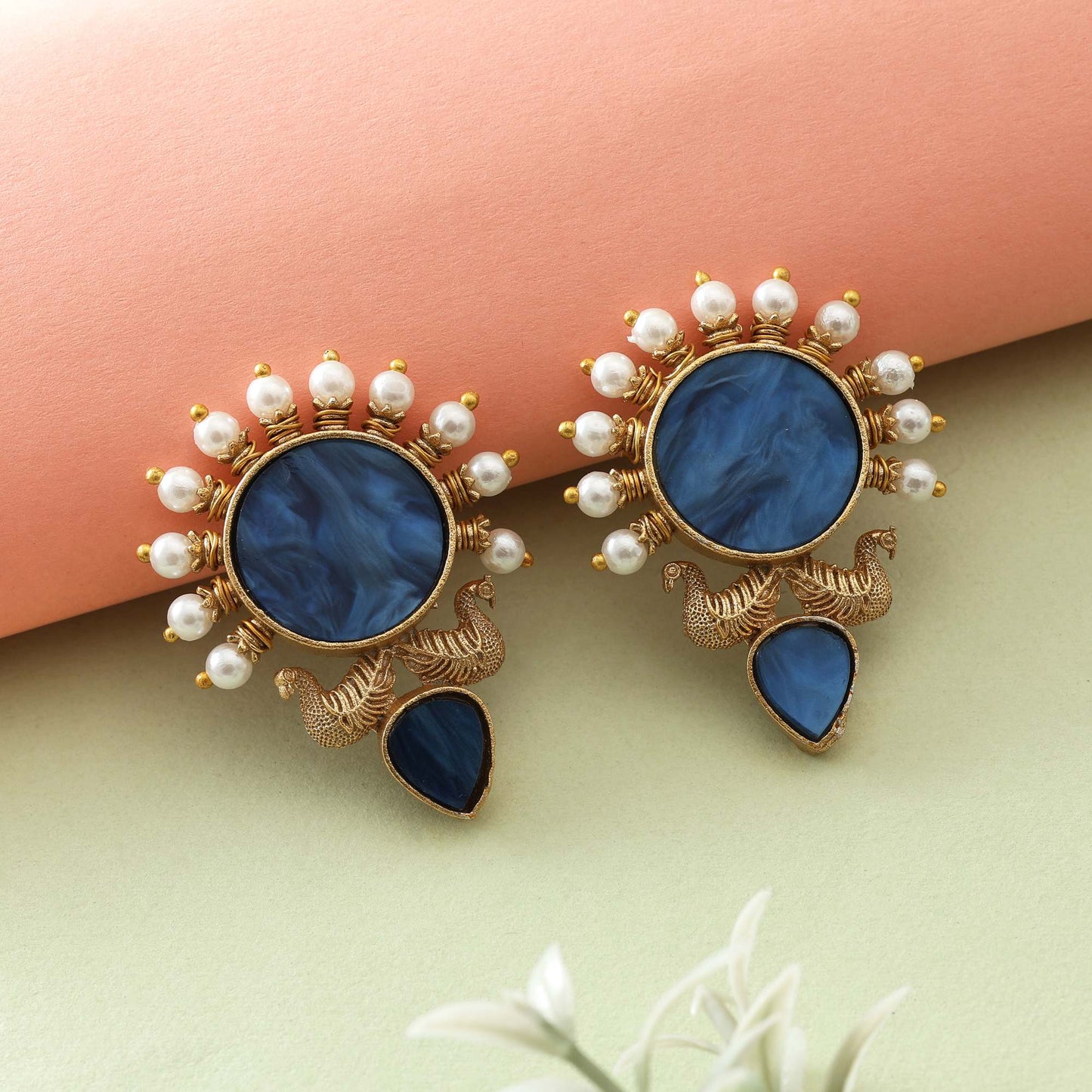 Beautiful Blue Color Amrapali Earrings For Traditional Party And Wedding Look