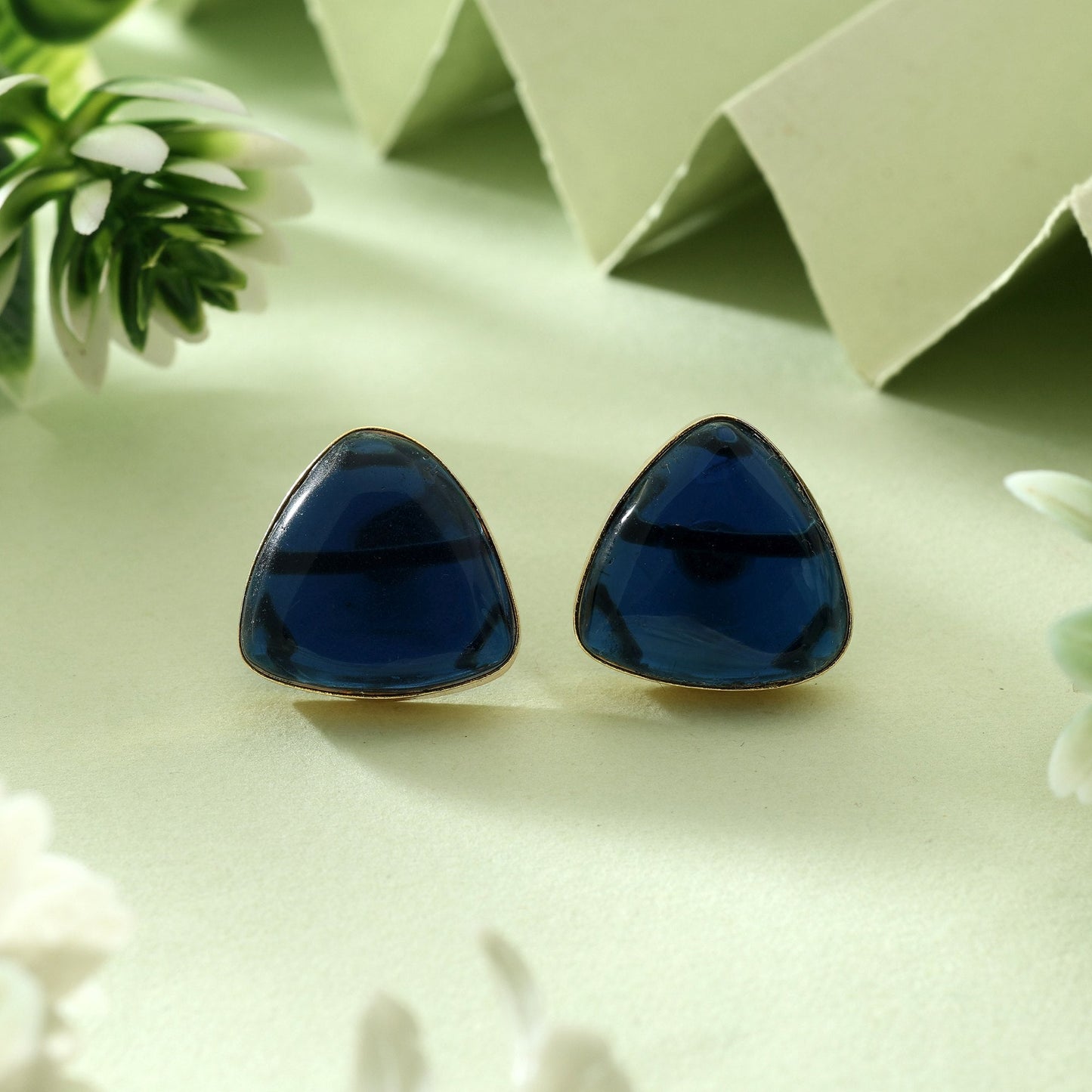 Charming Blue Color Amrapali Earrings With Antique Polished Tribal Design