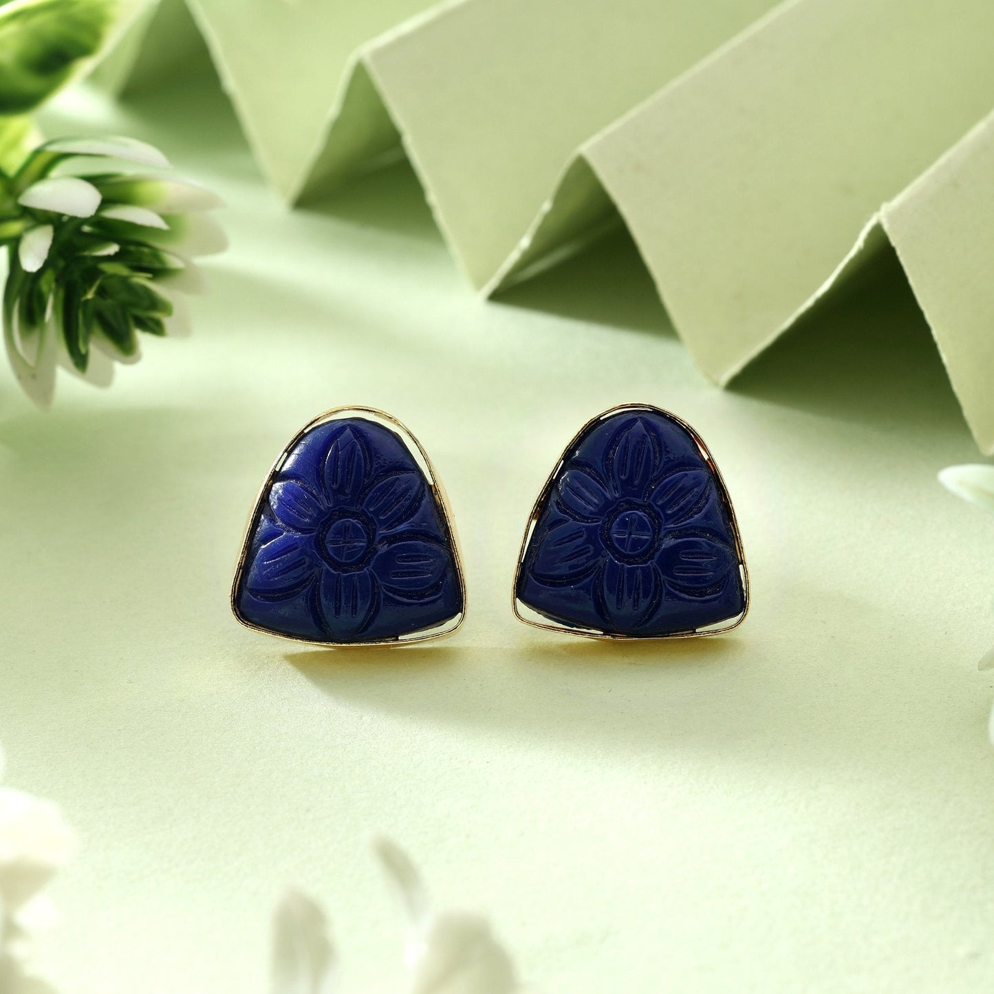 Graceful Blue Color Amrapali Earrings With Traditional Handcrafted Detailing