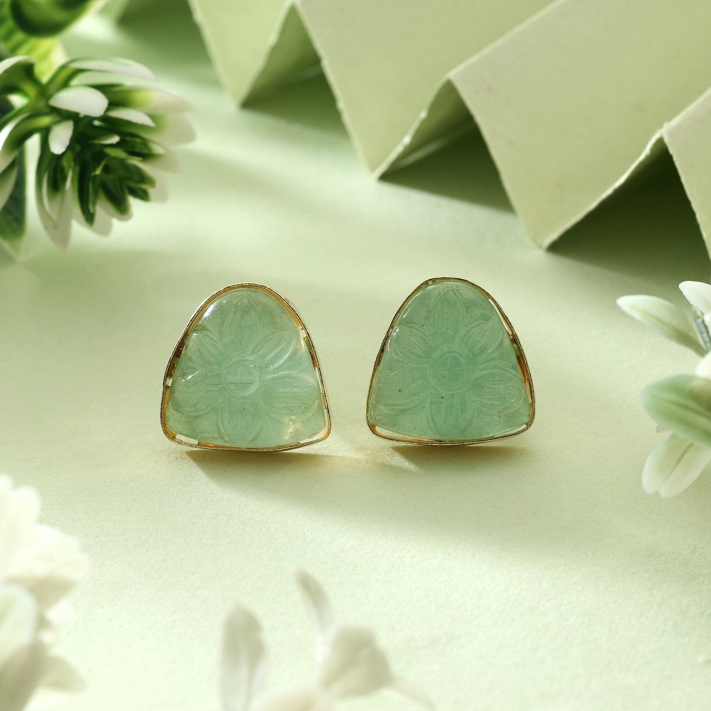 Stunning Pista Green Color Amrapali Earrings For Wedding And Party Outfits