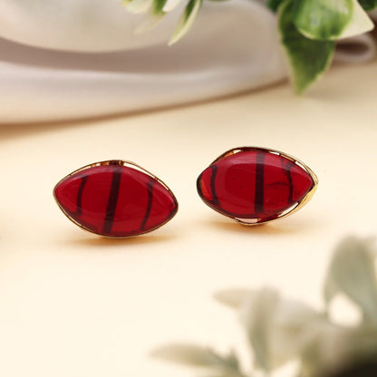 Elegant Maroon Color Amrapali Earrings With Antique Gold Plated Finish